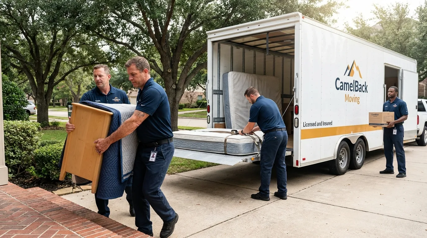 Crew loading residential truck for cross-state move from Scobey, MT