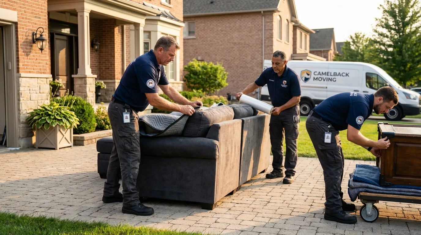 Large estate moving crew wrapping furniture in Scobey, MT